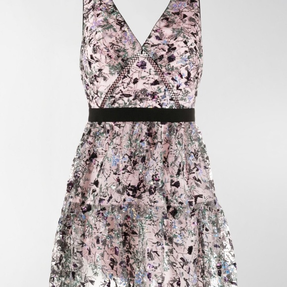 NWT self-portrait constellation sleeveless tiered mini dress US4 - Picture 2 of 11